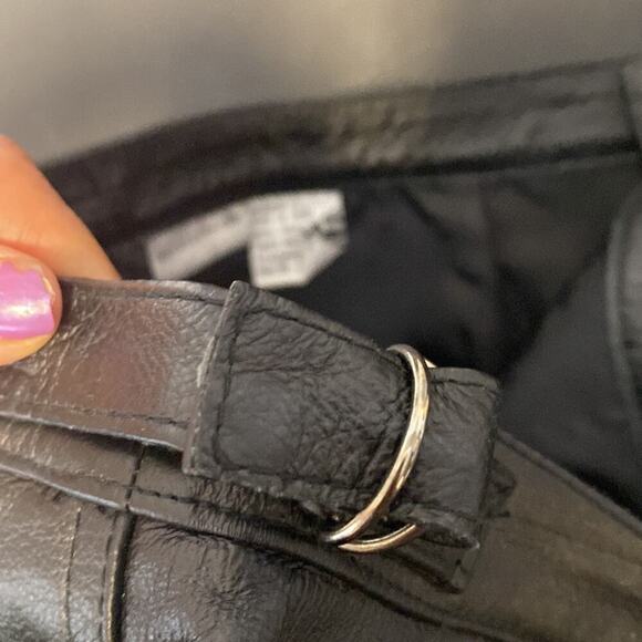 Vintage Newport News leather min skirt flare black avant-garde grunge chic biker - Picture 10 of 11